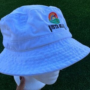 Vintage Vista Hills Golf Bucket Hat White Cali-Fame Headwear L/XL 100% Cotton